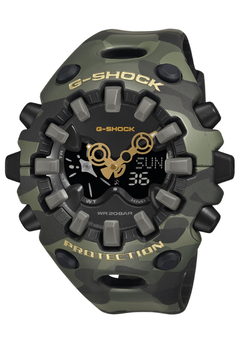Casio G-shock "Bold Camo & Gold" Digital Analog Rubber Strap Watch for Men GA-V01CMG-3ADR
