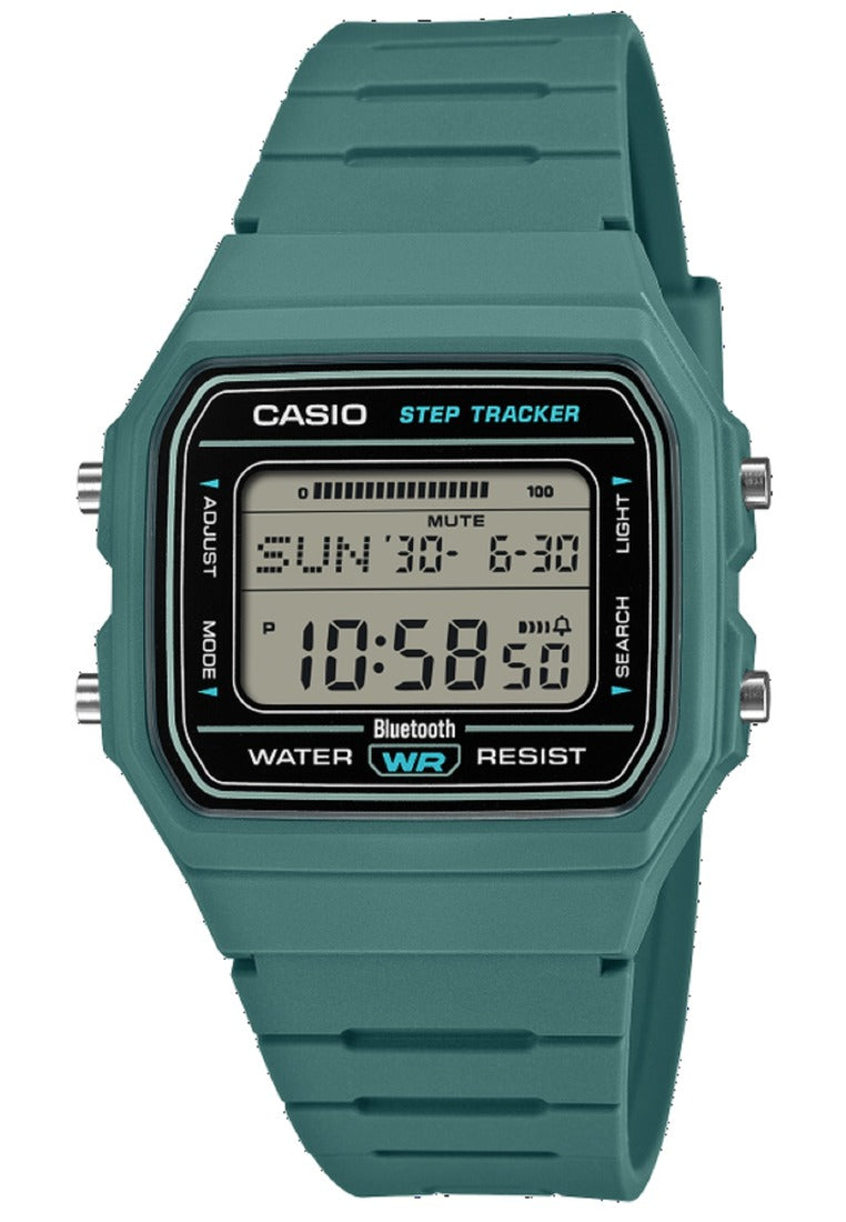 Casio Step Tracker Digital Rubber Strap Bluetooth Watch for Men F-B100W-3ADF
