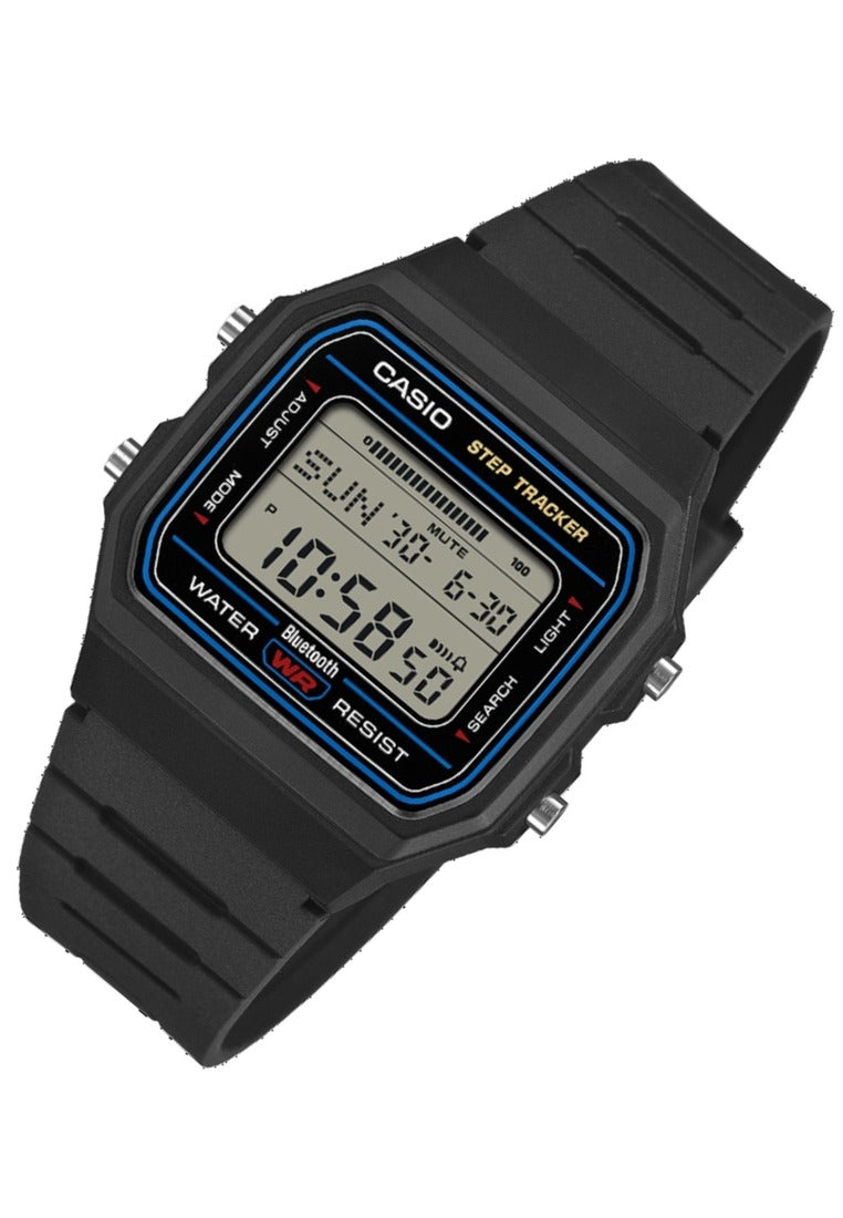 Casio Step Tracker Digital Rubber Strap Bluetooth Watch for Men F-B100W-1ADF