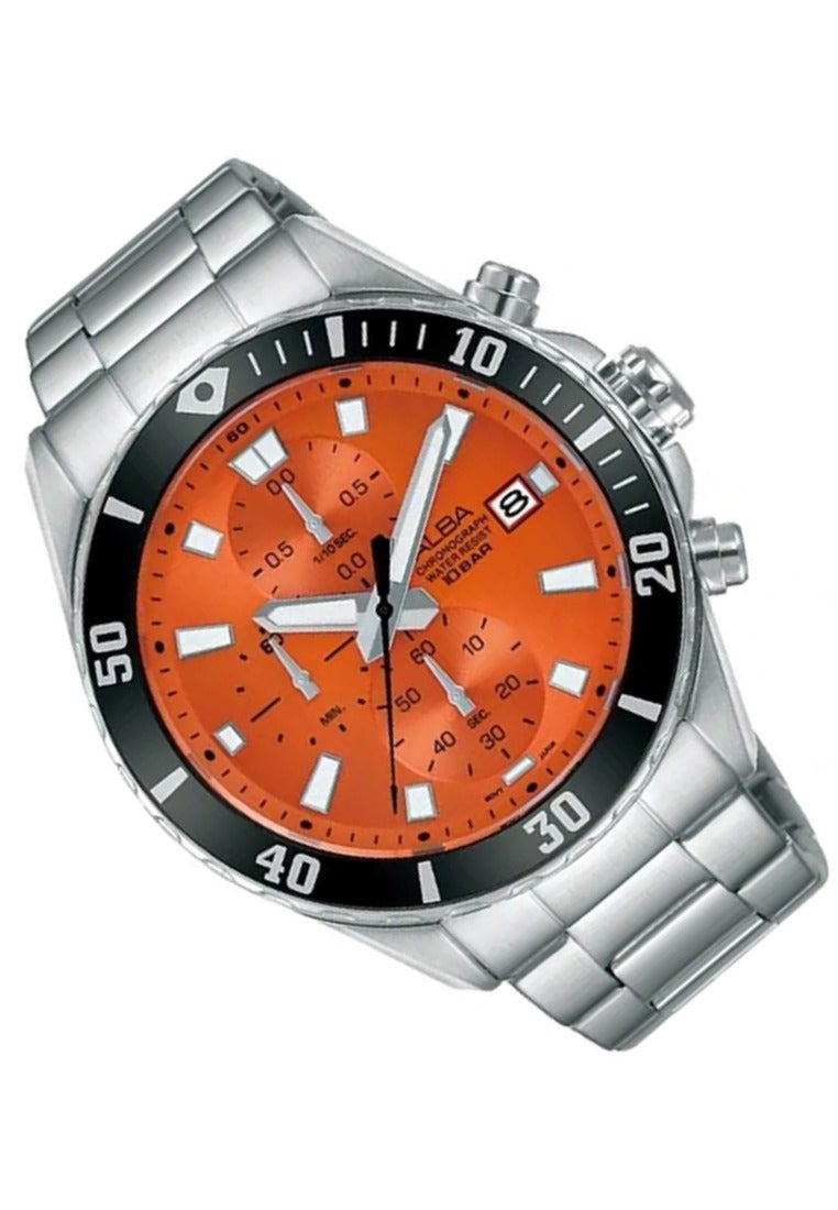 Alba Active Chronograph Stainless Steel Strap Watch for Men AM3803X1-Watch Portal Philippines