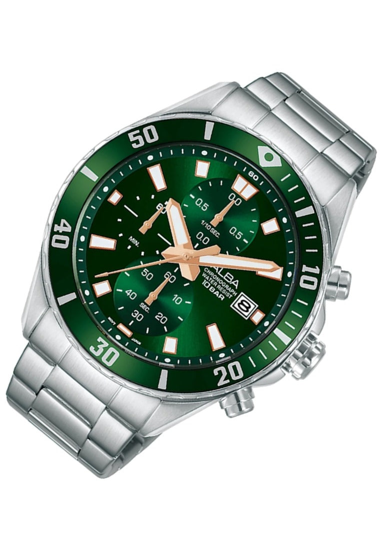 Alba Active Chronograph Stainless Steel Strap Watch for Men AM3805X1-Watch Portal Philippines