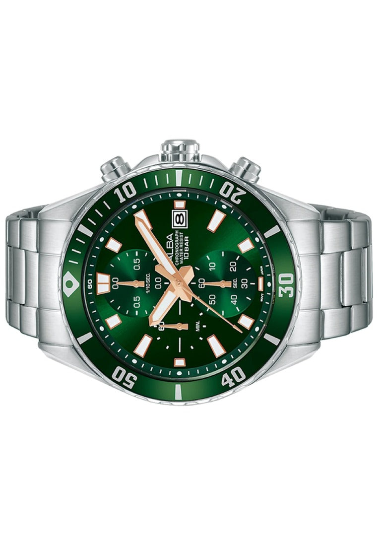 Alba Active Chronograph Stainless Steel Strap Watch for Men AM3805X1-Watch Portal Philippines