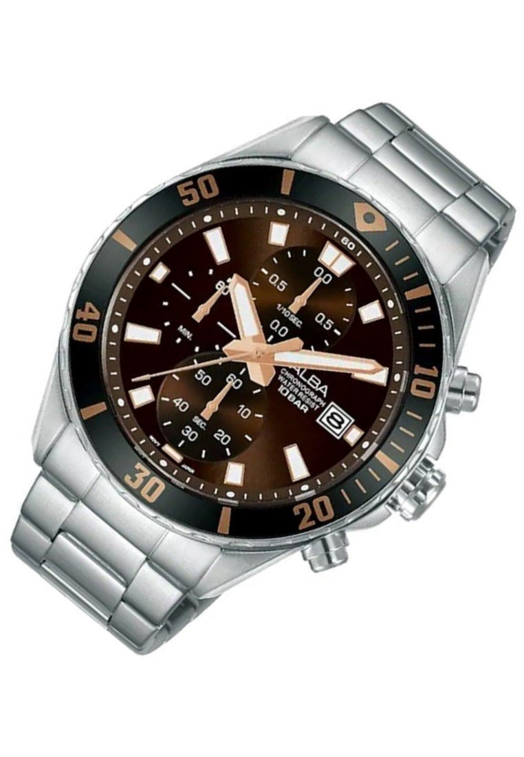 Alba Active Chronograph Stainless Steel Strap Watch for Men AM3807X1-Watch Portal Philippines