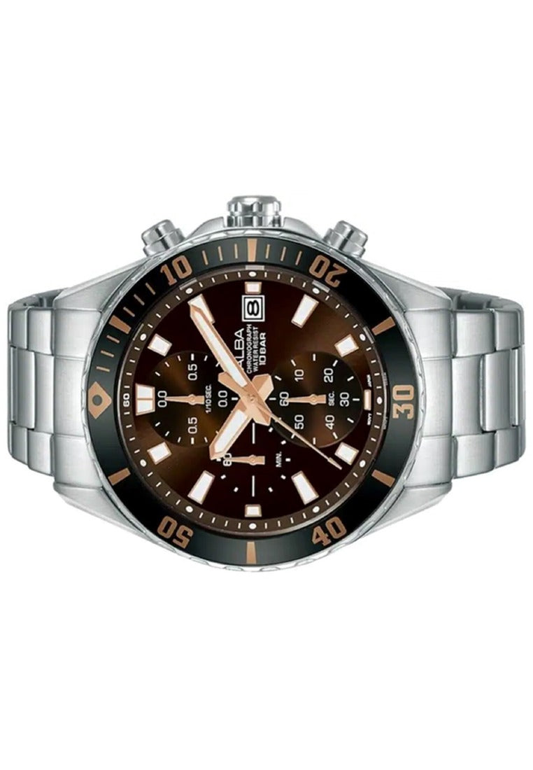 Alba Active Chronograph Stainless Steel Strap Watch for Men AM3807X1-Watch Portal Philippines