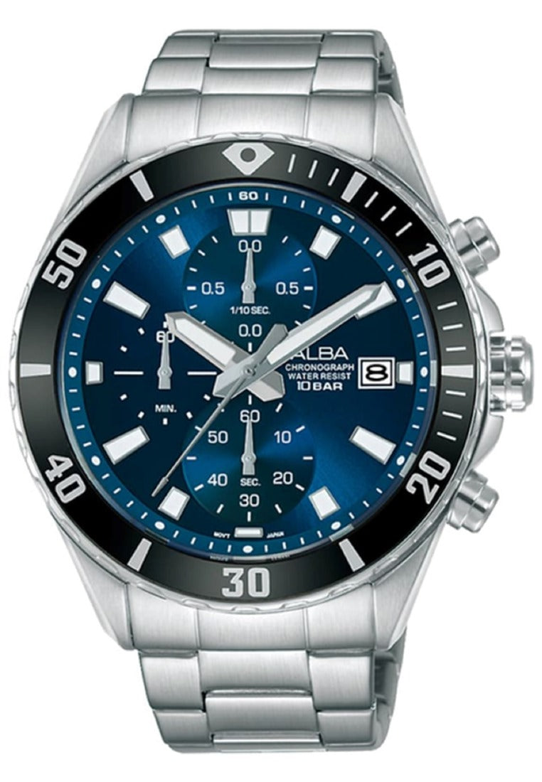 Alba Active Chronograph Stainless Steel Strap Watch for Men AM3809X1-Watch Portal Philippines