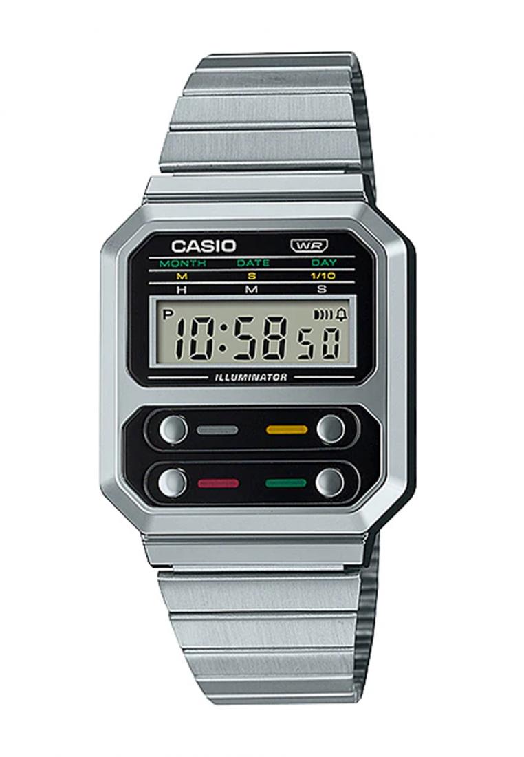 Casio A100WE-1A Digital Stainless Steel Strap Watch For Men-Watch Portal Philippines