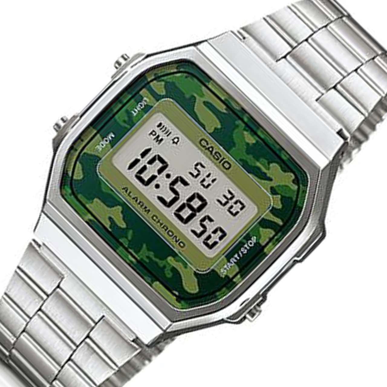 Casio A168WEC-3DF Silver Camouflage Stainless Watch for Men and Women-Watch Portal Philippines