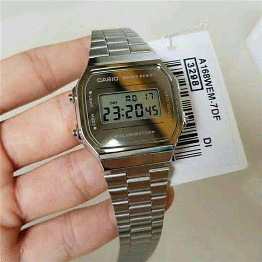 Casio A168WEM-7DF Silver Stainless Watch Unisex-Watch Portal Philippines