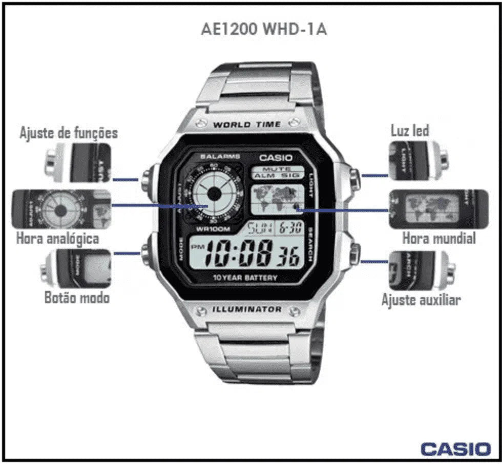 Casio AE-1200WHD-1A Silver Stainless Watch For Men-Watch Portal Philippines