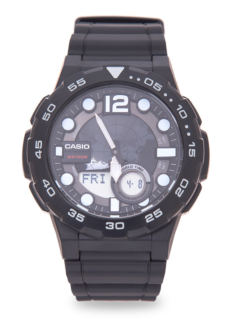 Casio AEQ-100W-1AVDF Digital Analog Rubber Strap Watch For Men-Watch Portal Philippines