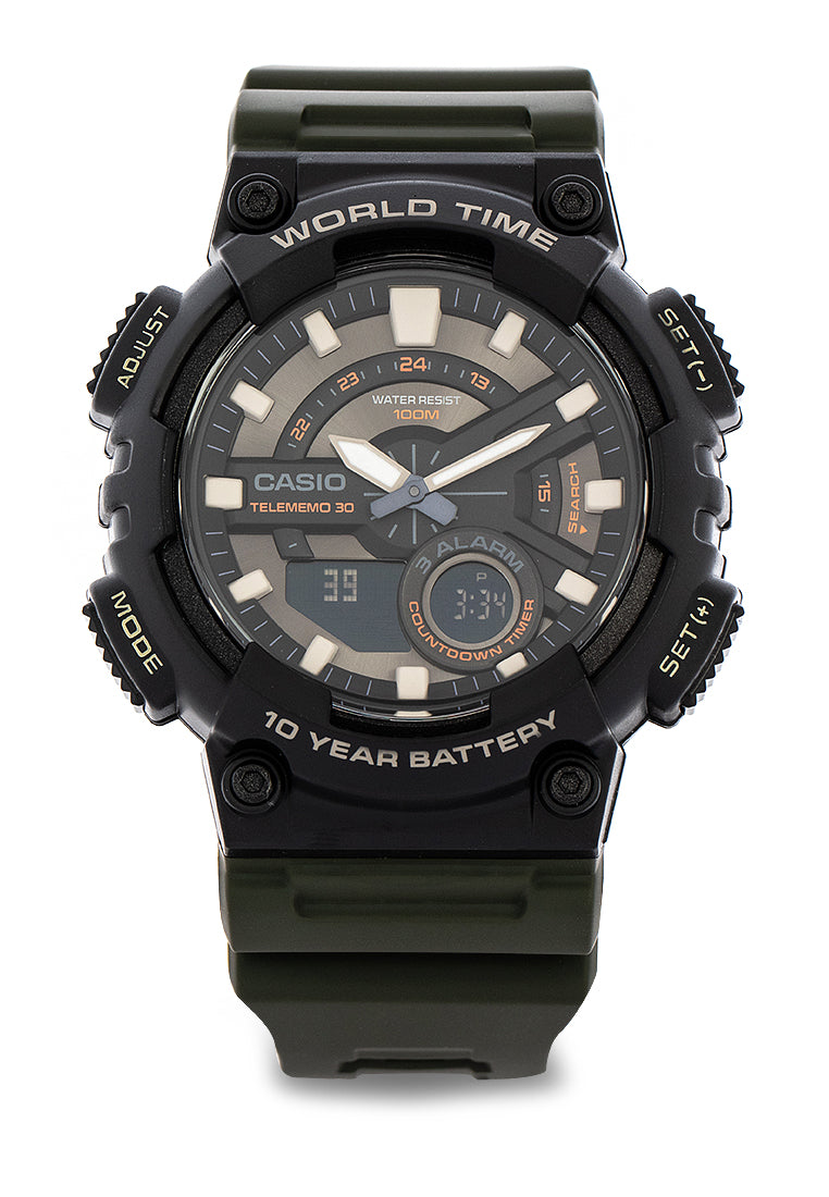 Casio AEQ-110W-3AVDF Digital Analog Rubber Strap Watch For Men-Watch Portal Philippines