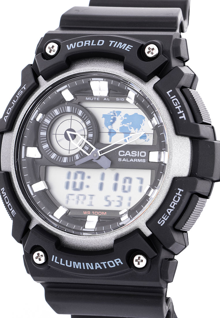 Casio AEQ-200W-1AVDF Digital Analog Rubber Strap Watch For Men-Watch Portal Philippines