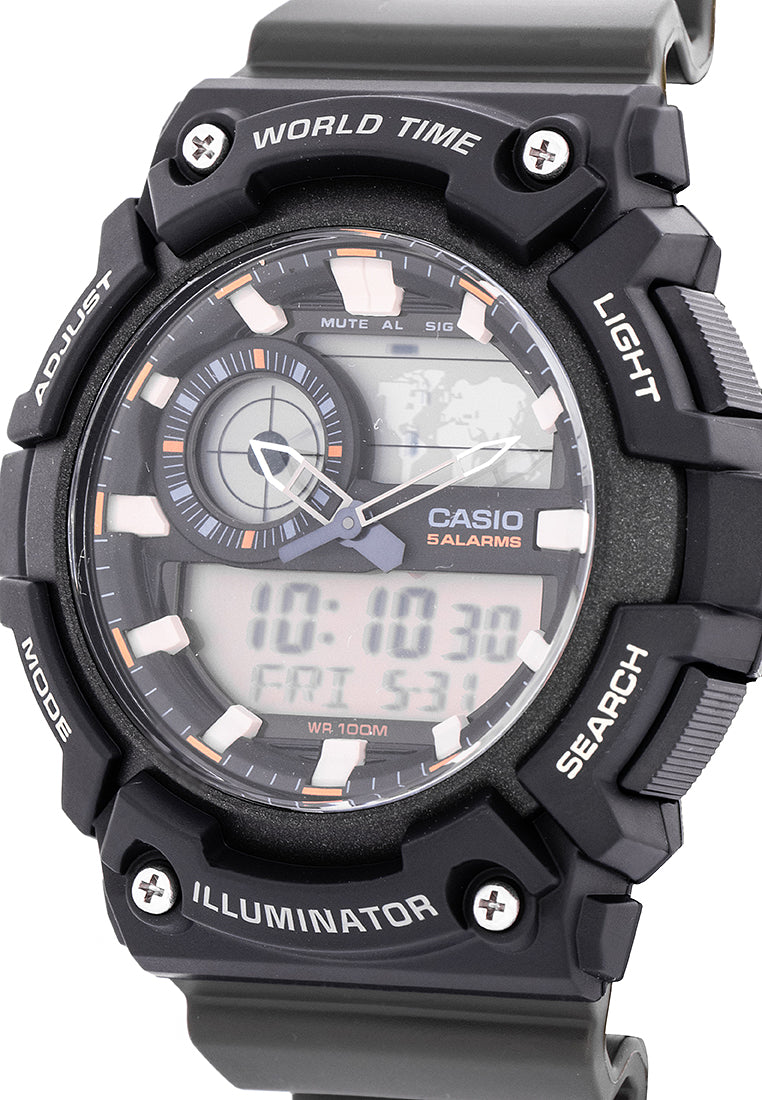 Casio AEQ-200W-3AVDF Digital Analog Rubber Strap Watch For Men-Watch Portal Philippines