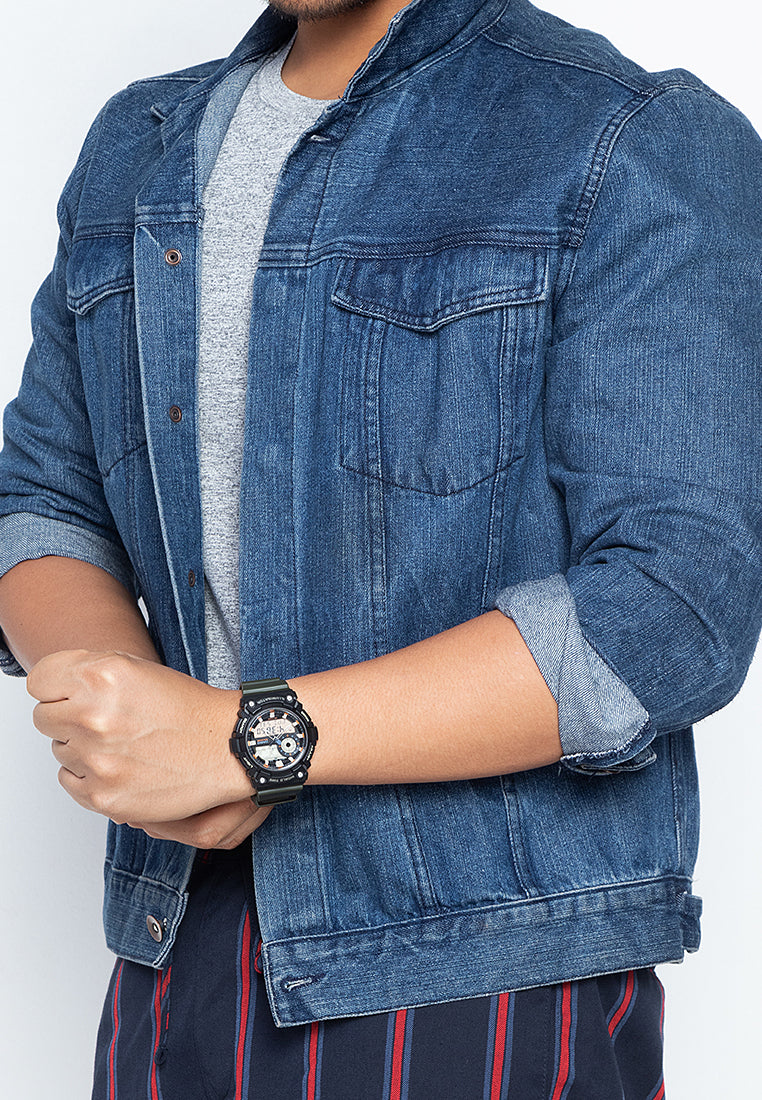 Casio AEQ-200W-3AVDF Digital Analog Rubber Strap Watch For Men-Watch Portal Philippines
