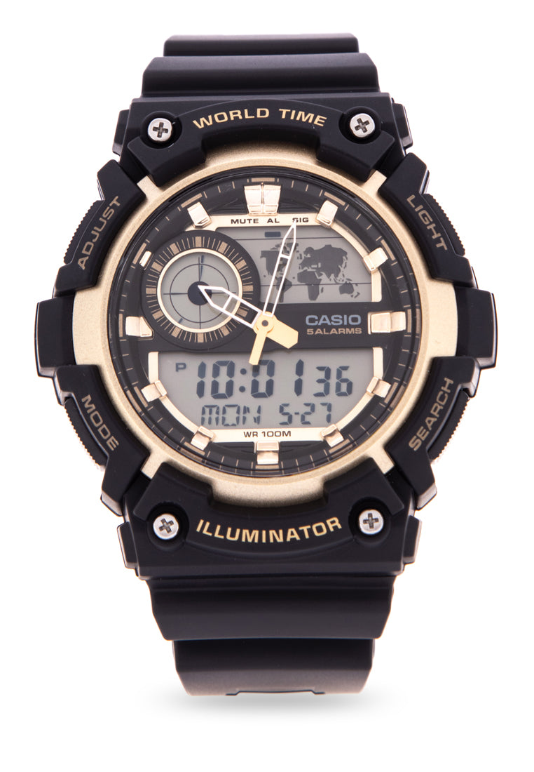Casio AEQ-200W-9AVDF Digital Analog Rubber Strap Watch For Men-Watch Portal Philippines