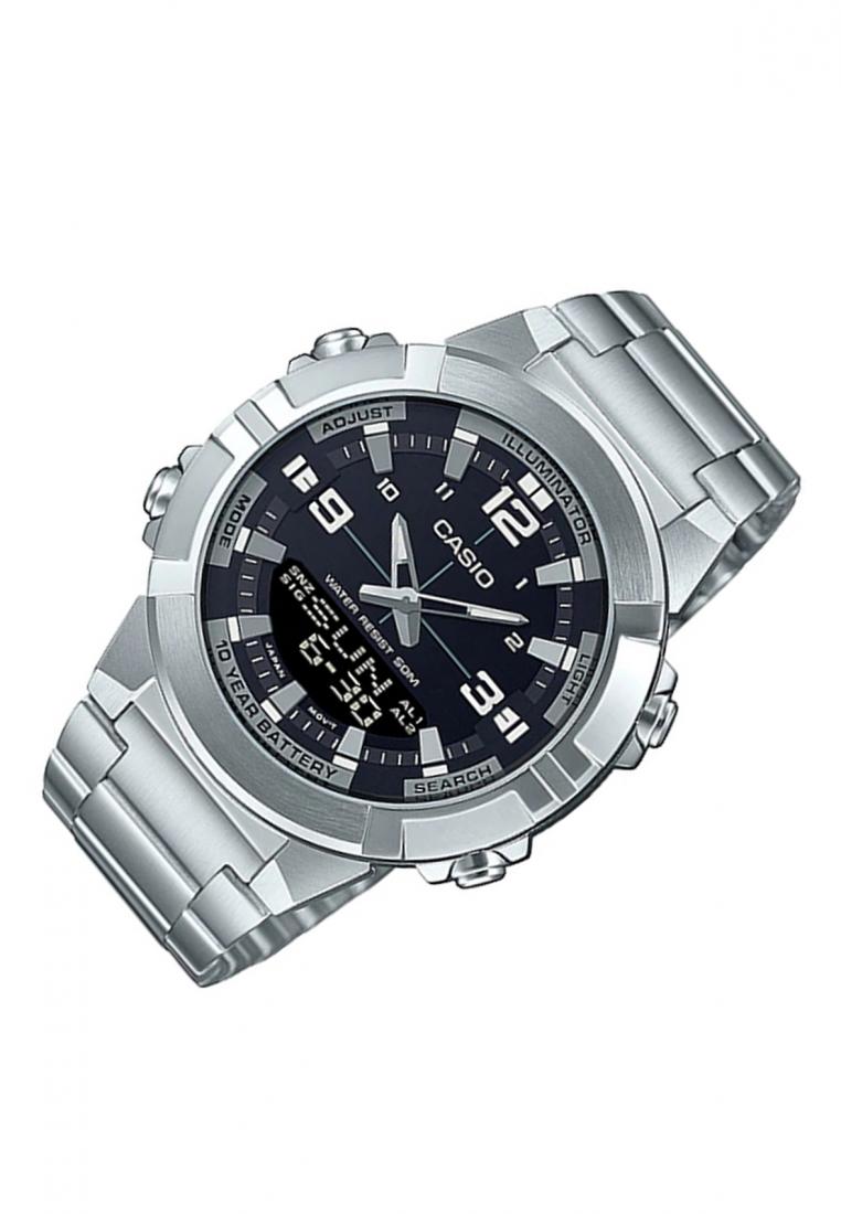 Casio AMW-870D-1A Digital Analog Stainless Steel Strap Watch For Men-Watch Portal Philippines