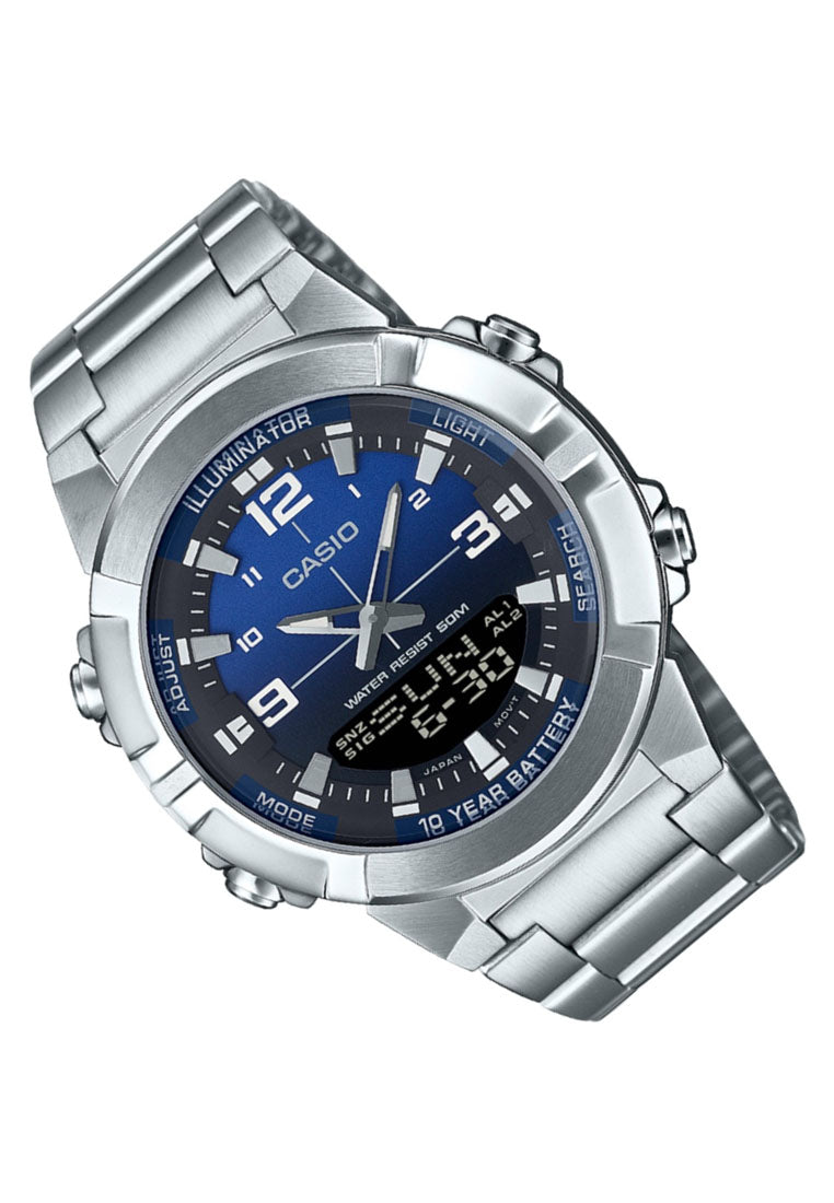 Casio AMW-870DA-2A1 Analog Digital Stainless Steel Band Watch For Men-Watch Portal Philippines
