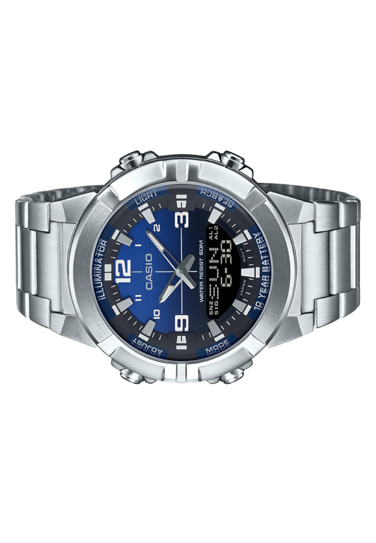Casio AMW-870DA-2A1 Analog Digital Stainless Steel Band Watch For Men-Watch Portal Philippines