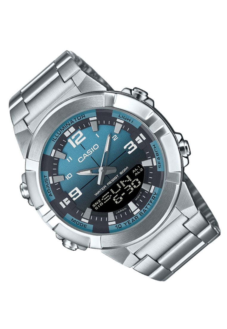 Casio AMW-870DA-2A2 Analog Digital Stainless Steel Band Watch For Men-Watch Portal Philippines