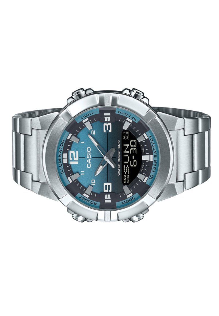 Casio AMW-870DA-2A2 Analog Digital Stainless Steel Band Watch For Men-Watch Portal Philippines