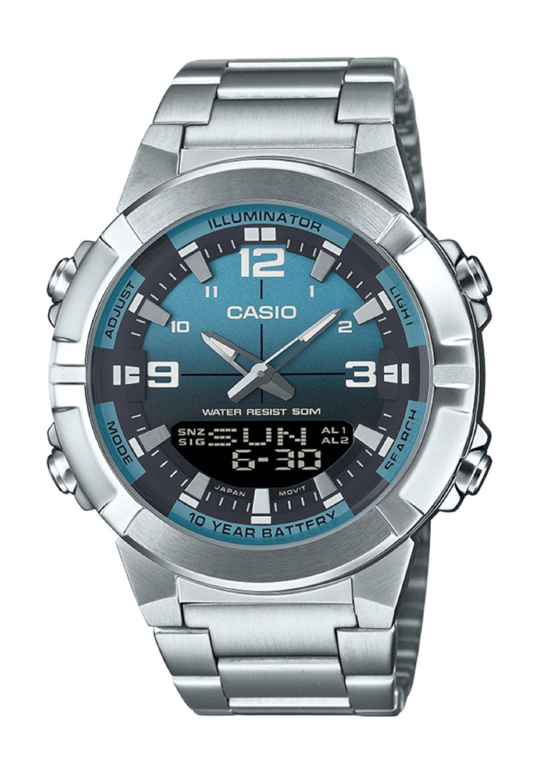 Casio AMW-870DA-2A2 Analog Digital Stainless Steel Band Watch For Men-Watch Portal Philippines
