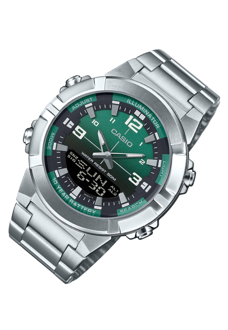 Casio AMW-870DA-3A Analog Digital Stainless Steel Band Watch For Men-Watch Portal Philippines