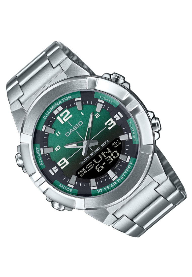 Casio AMW-870DA-3A Analog Digital Stainless Steel Band Watch For Men-Watch Portal Philippines