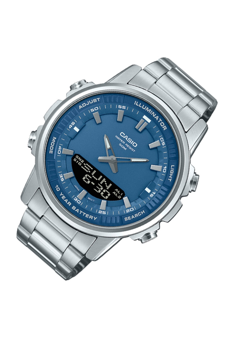 Casio AMW-880D-2A1 Digital Analog Stainless Steel Strap Watch For Men-Watch Portal Philippines