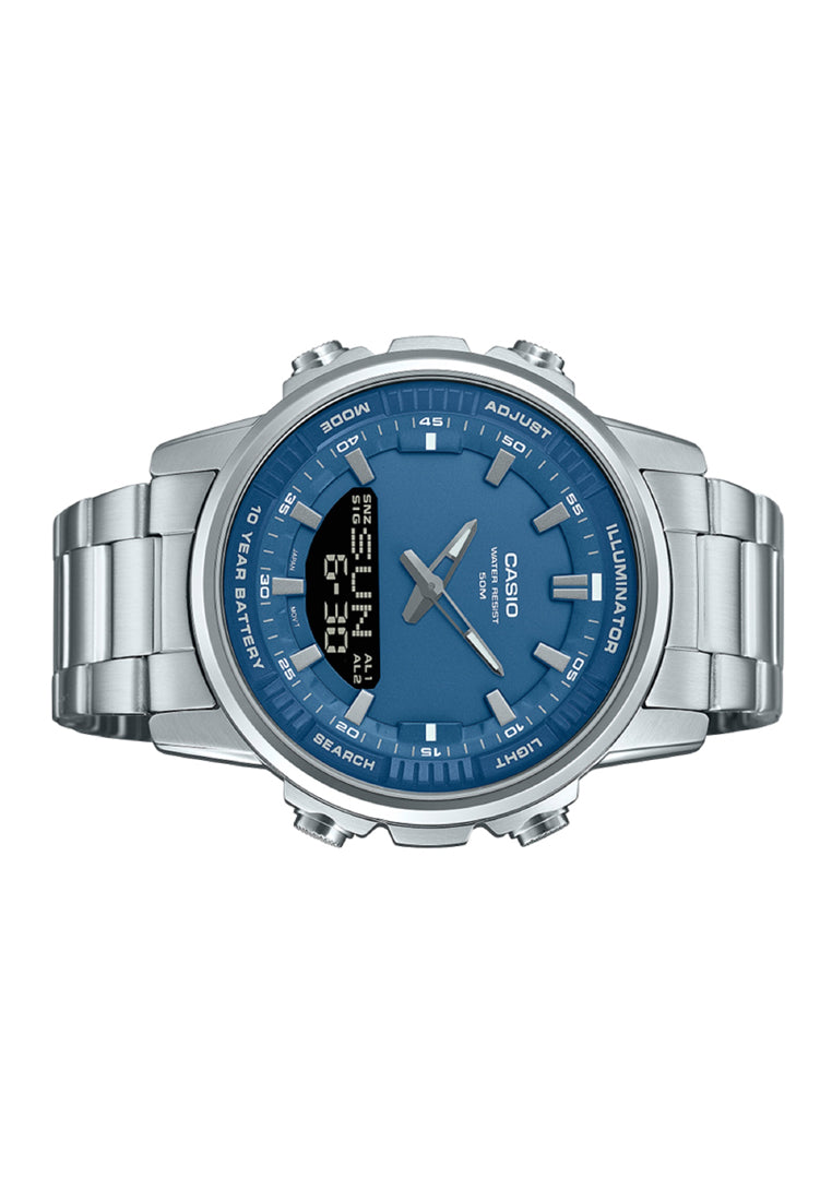 Casio AMW-880D-2A1 Digital Analog Stainless Steel Strap Watch For Men-Watch Portal Philippines