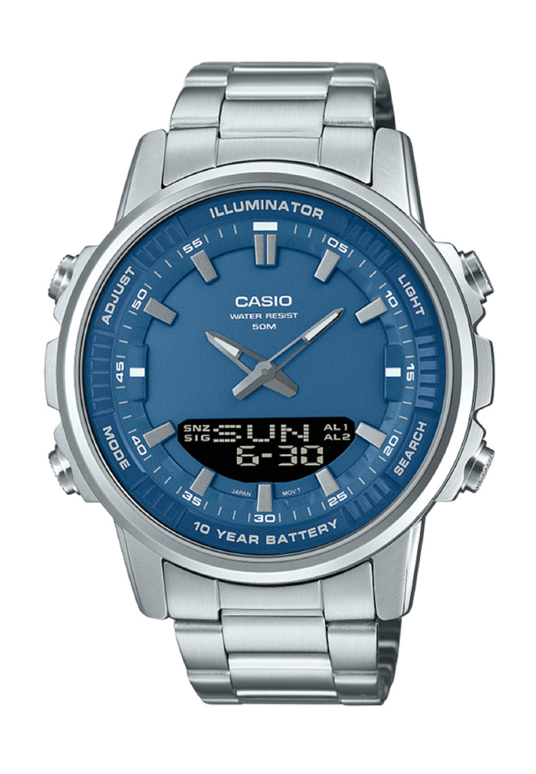 Casio AMW-880D-2A1 Digital Analog Stainless Steel Strap Watch For Men-Watch Portal Philippines