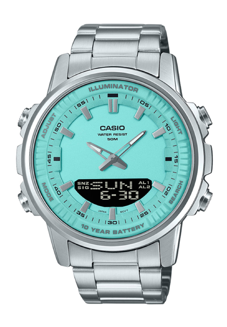 Casio AMW-880D-2A2 Digital Analog Stainless Steel Strap Watch For Men-Watch Portal Philippines