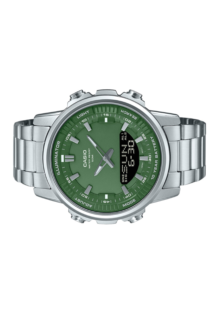 Casio AMW-880D-3A Digital Analog Stainless Steel Strap Watch For Men-Watch Portal Philippines