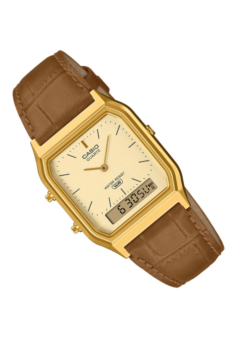 Casio AQ-230EGL-9A Digital Analog Leather Strap Watch-Watch Portal Philippines