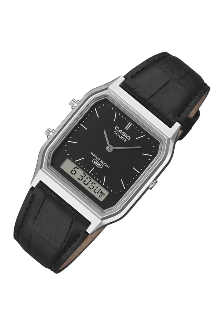 Casio AQ-230EL-1A Digital Analog Leather Strap Watch-Watch Portal Philippines