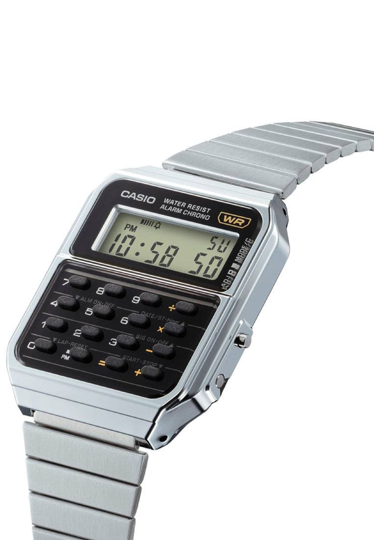 Casio CA-500WE-1A Digital Calculator Stainless Steel Strap Watch-Watch Portal Philippines