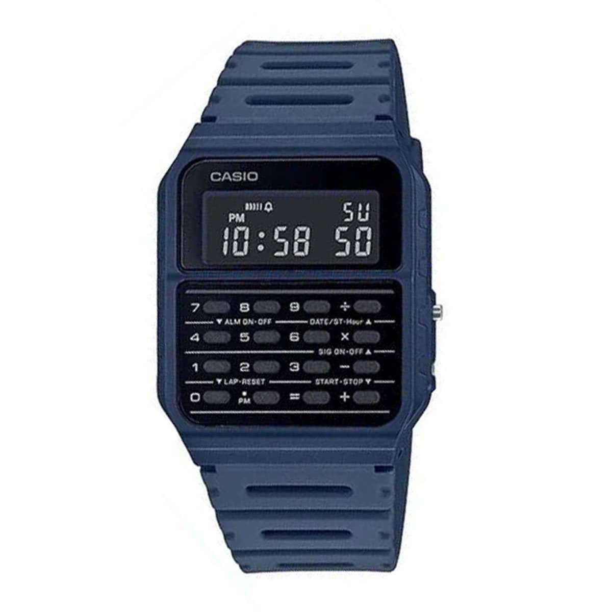 Casio CA-53WF-2B Navy Blue Calculator Resin Watch for Men and Women-Watch Portal Philippines