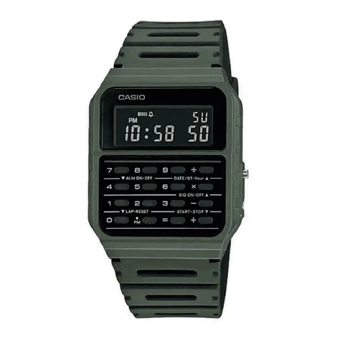 Casio CA-53WF-3B Army Green Calculator Resin Watch for Men and Women-Watch Portal Philippines