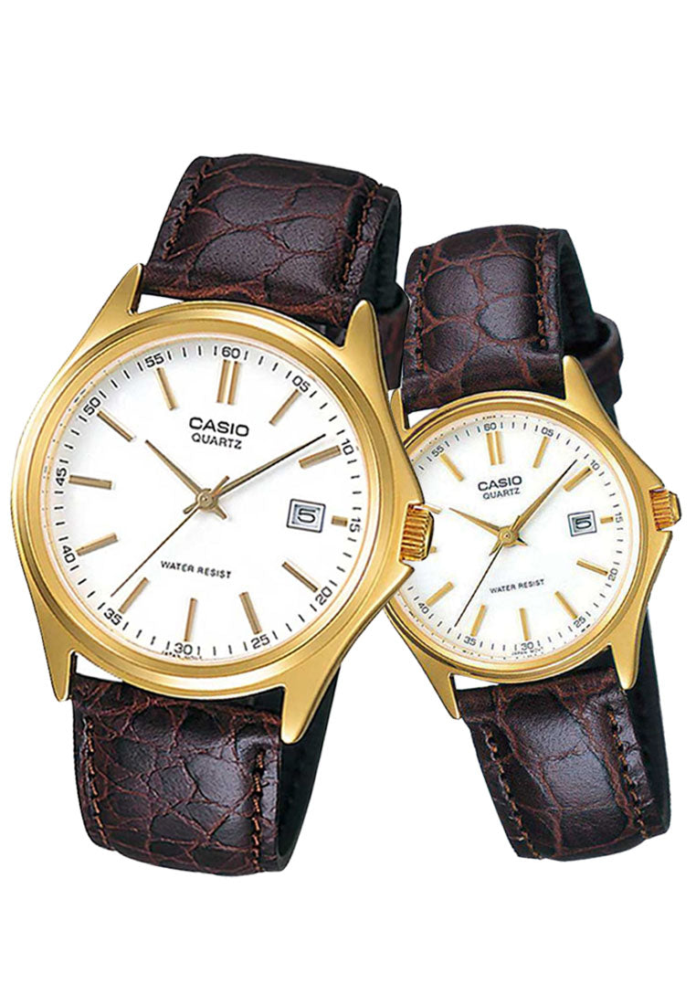 Casio Couple Watch COUPLE-1183Q-7ADF Analog Leather Strap Watch-Watch Portal Philippines