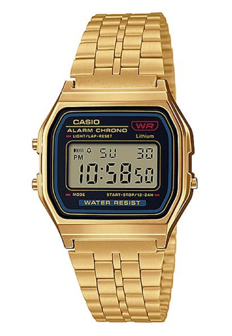 Casio Couple Watch COUPLE-A158-A159WG-1DF Digital Stainless Steel Strap Watch-Watch Portal Philippines