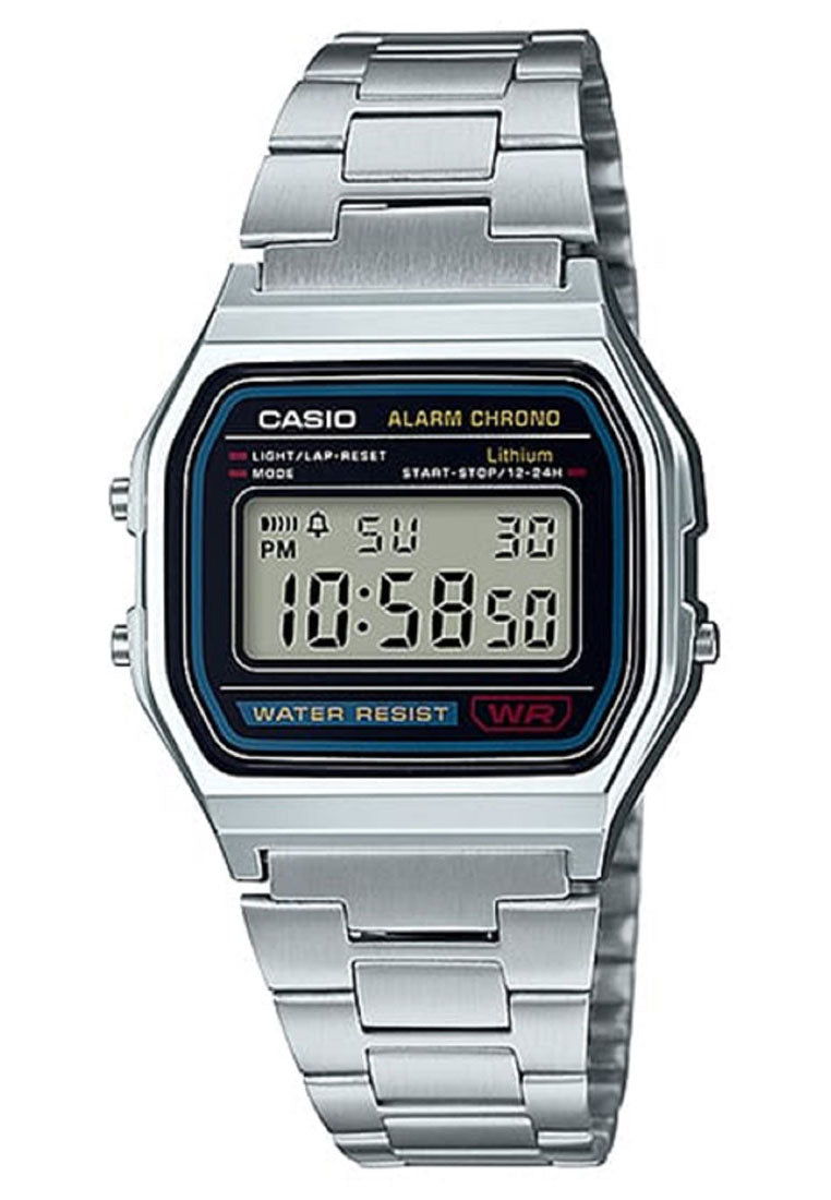 Casio Couple Watch COUPLE-A158-A159WG-1DF Digital Stainless Steel Strap Watch-Watch Portal Philippines