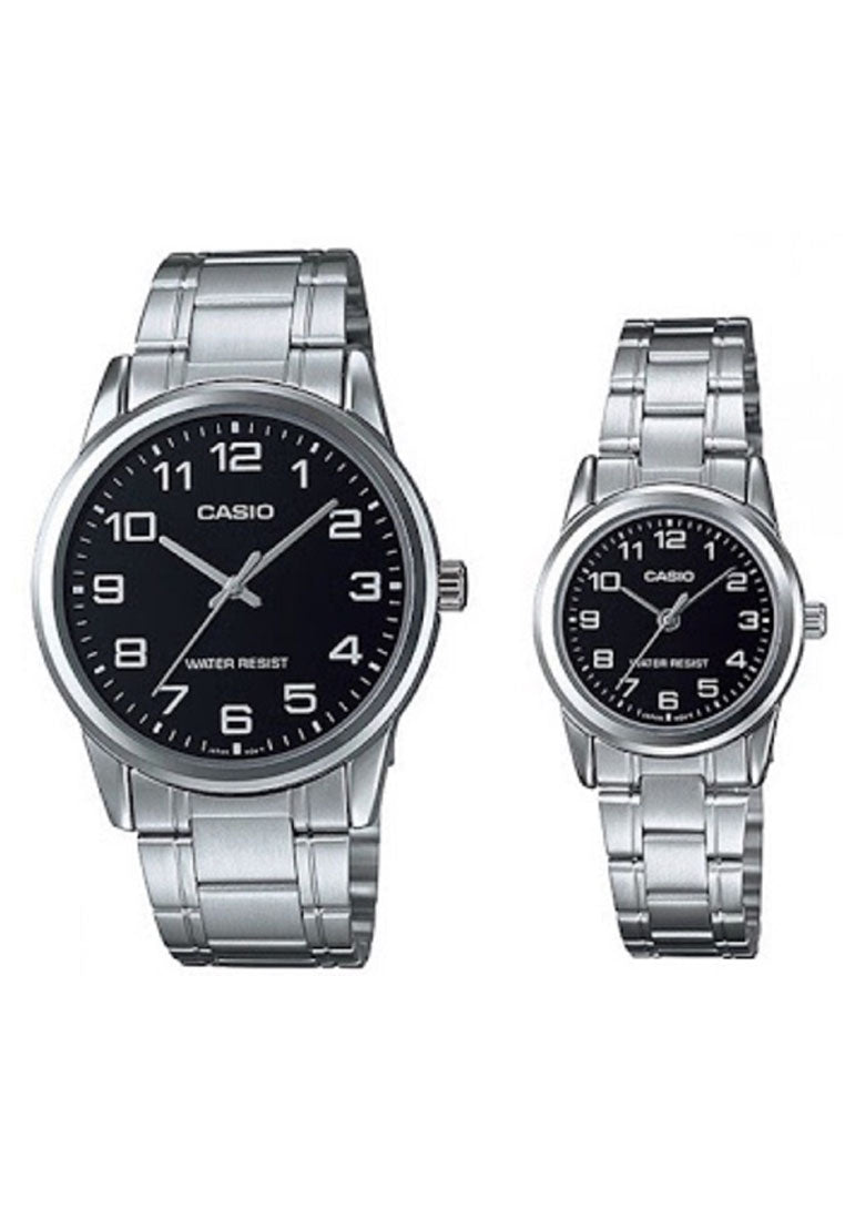 Casio Couple Watch COUPLE-V001D-1B Analog Stainless Steel Strap Watch-Watch Portal Philippines