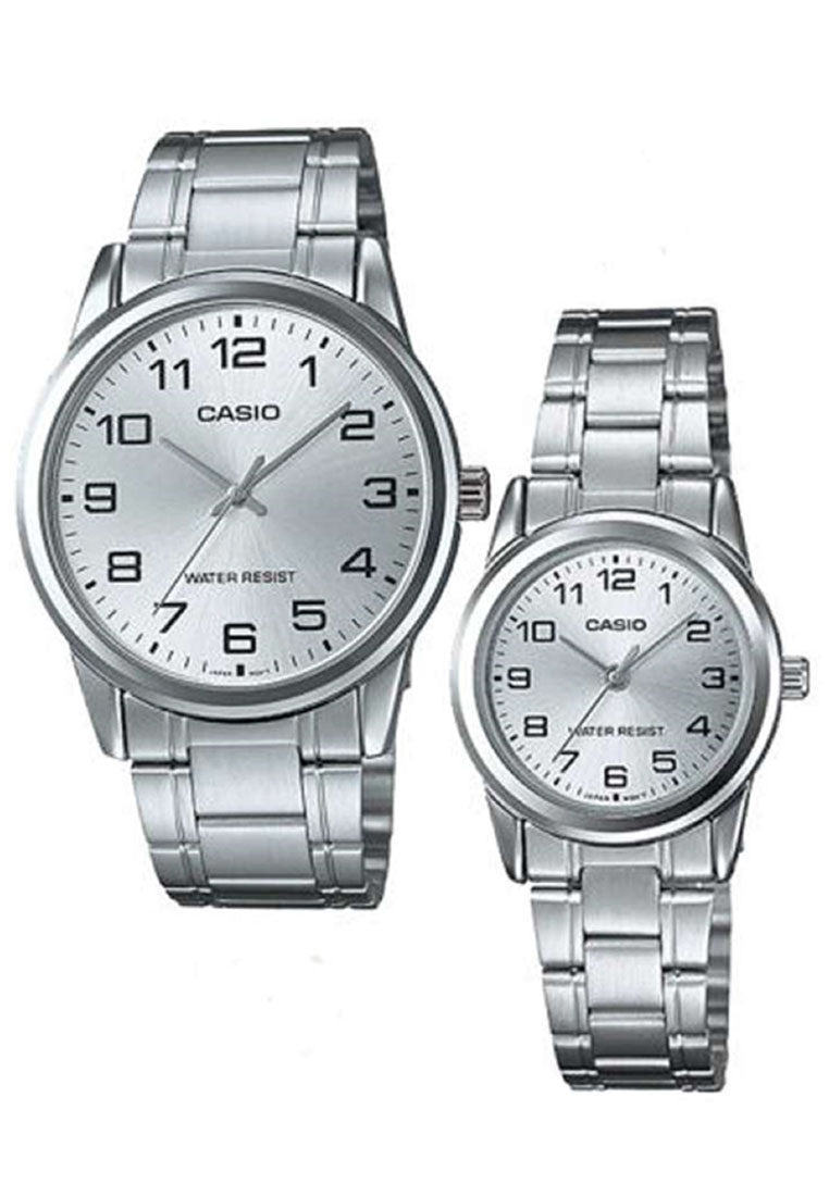 Casio Couple Watch COUPLE-V001D-7B Analog Stainless Steel Strap Watch-Watch Portal Philippines
