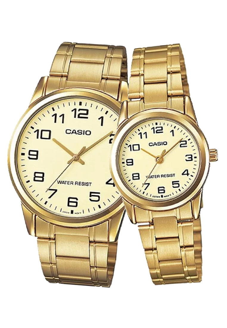 Casio Couple Watch COUPLE-V001G-9B Analog Stainless Steel Strap Watch-Watch Portal Philippines