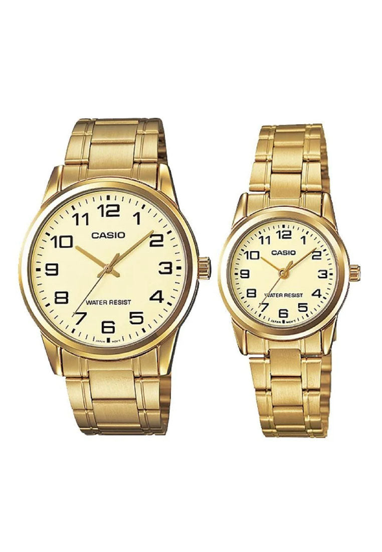 Casio Couple Watch COUPLE-V001G-9B Analog Stainless Steel Strap Watch-Watch Portal Philippines