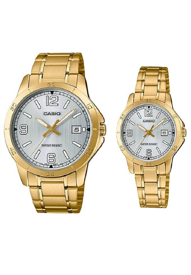 Casio Couple Watch COUPLE-V004G-7B2 Analog Stainless Steel Strap Watch-Watch Portal Philippines