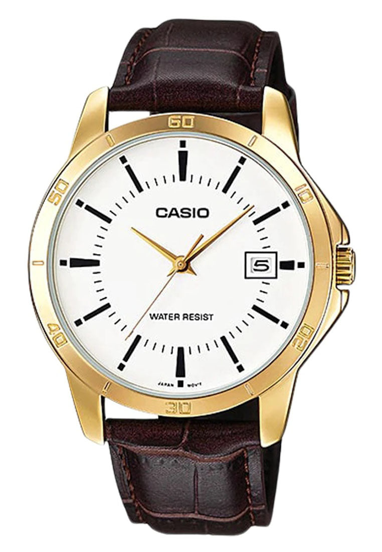 Casio Couple Watch COUPLE-V004GL-7A Analog Leather Strap Watch-Watch Portal Philippines
