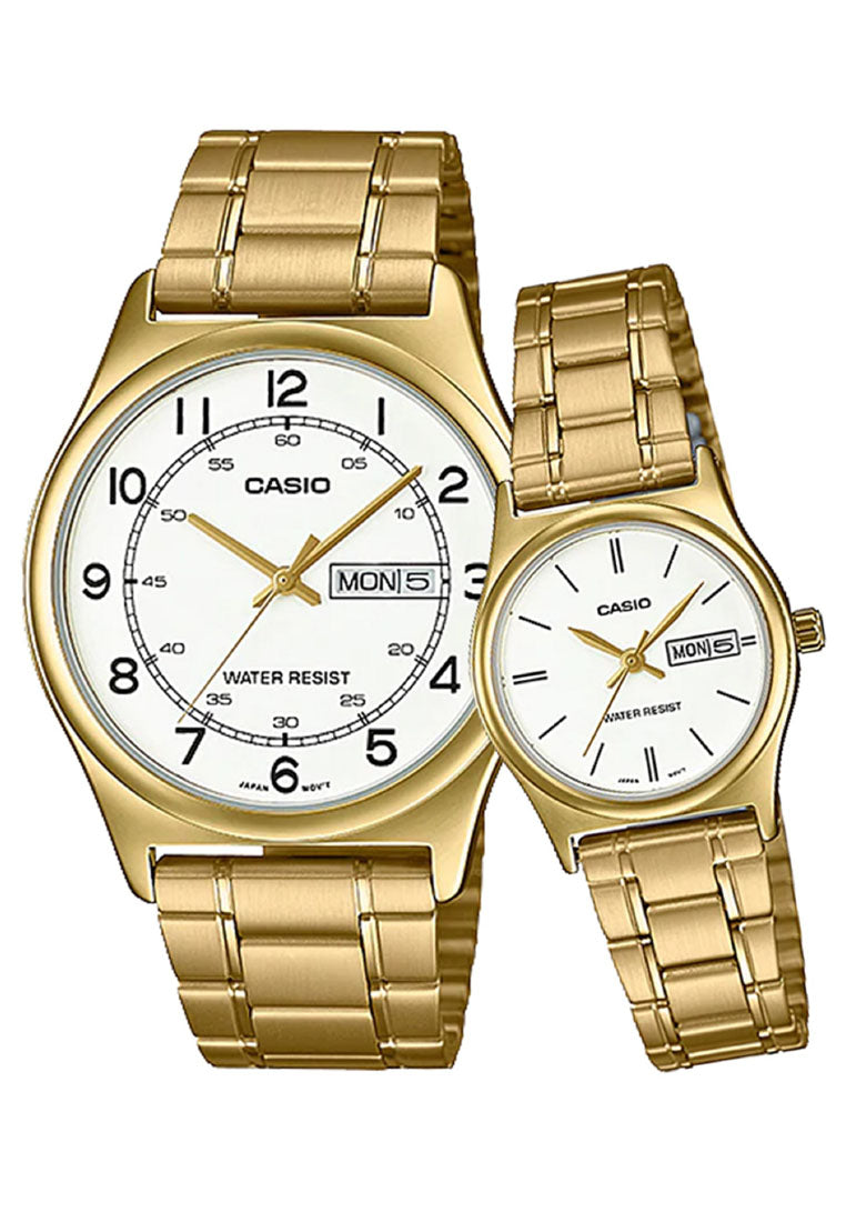Casio Couple Watch COUPLE-V006G-7B Analog Stainless Steel Strap Watch-Watch Portal Philippines