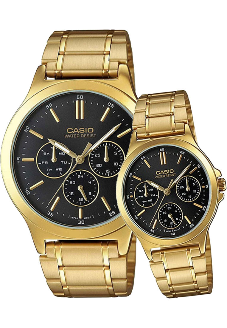 Casio Couple Watch COUPLE-V300G-1A Analog Stainless Steel Strap Watch-Watch Portal Philippines