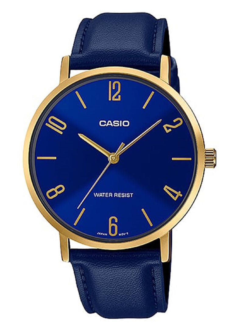 Casio Couple Watch COUPLE-VT01GL-2B Analog Leather Strap Watch-Watch Portal Philippines