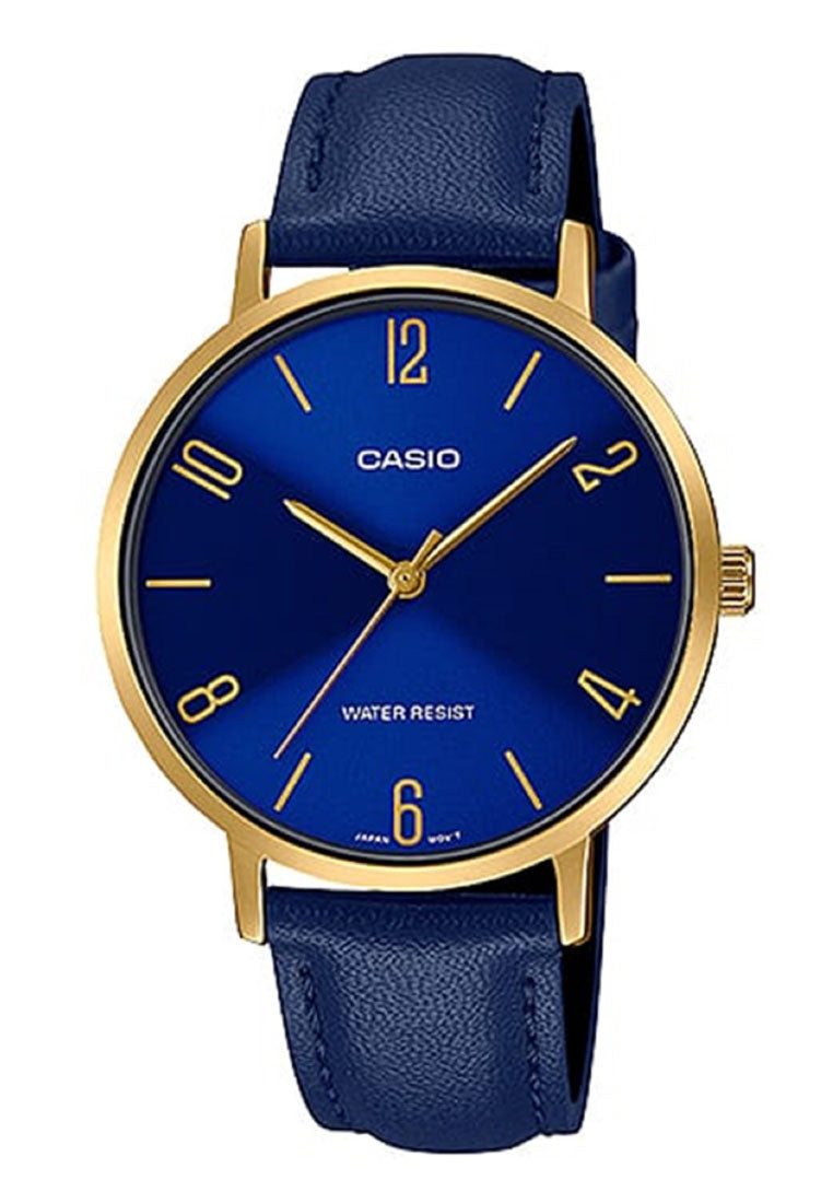 Casio Couple Watch COUPLE-VT01GL-2B Analog Leather Strap Watch-Watch Portal Philippines